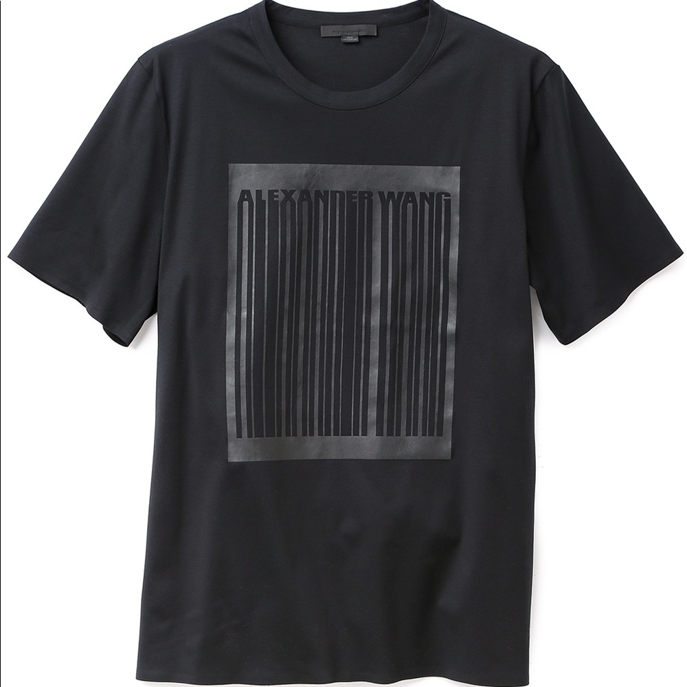 Alexander Wang black bonded barcode logo shirt XS